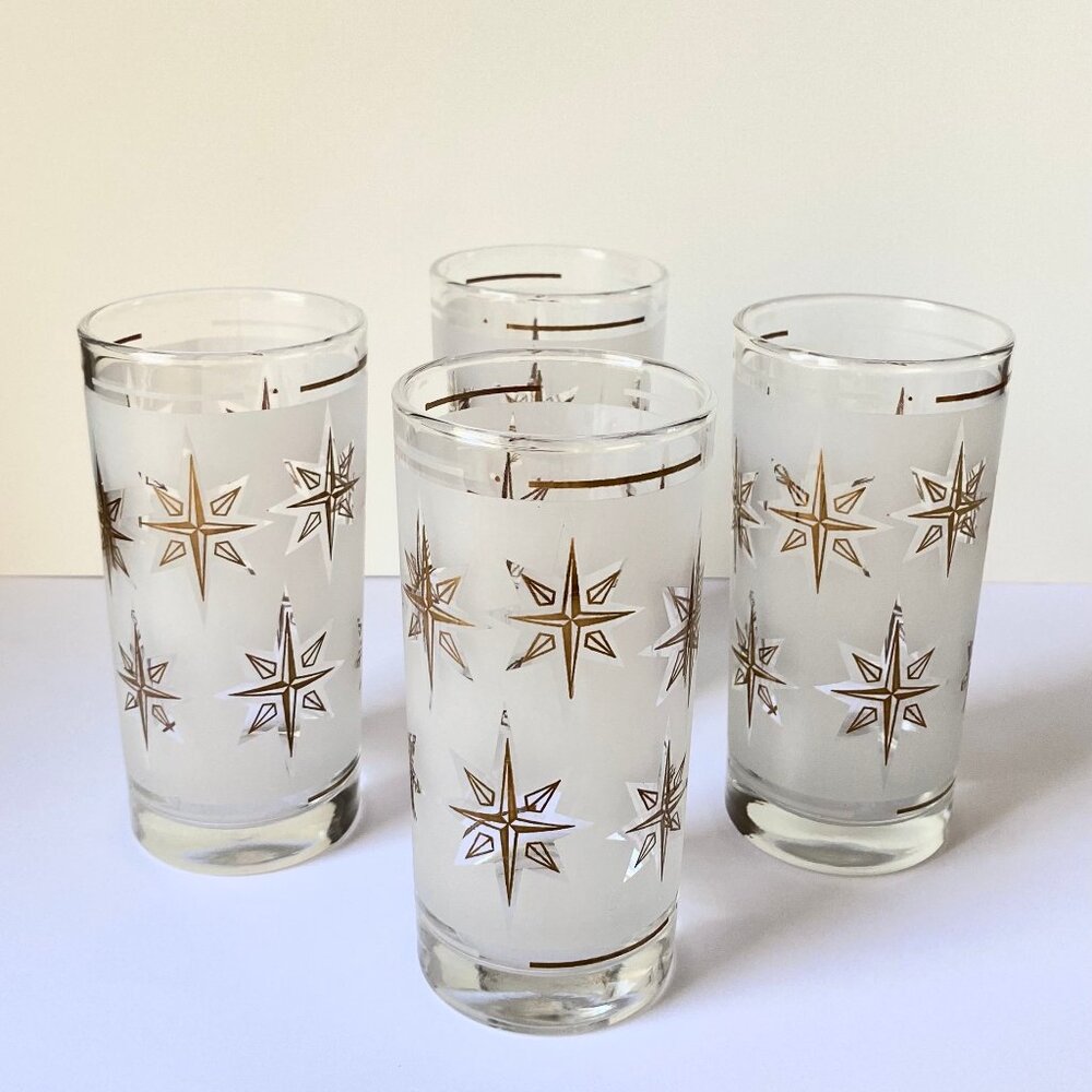 Vintage MCM Dominion Starburst Glasses - Excellent Condition
